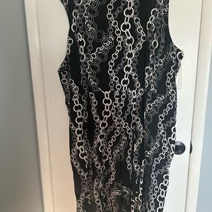 New Ashley Stuart Tall plus size 36 Black & White Chain-Print Sleeveless Jomper
